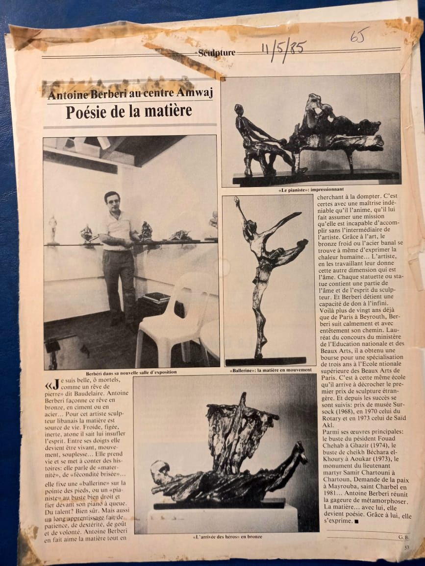 Press clipping: Sculpture column, 14 May 1985